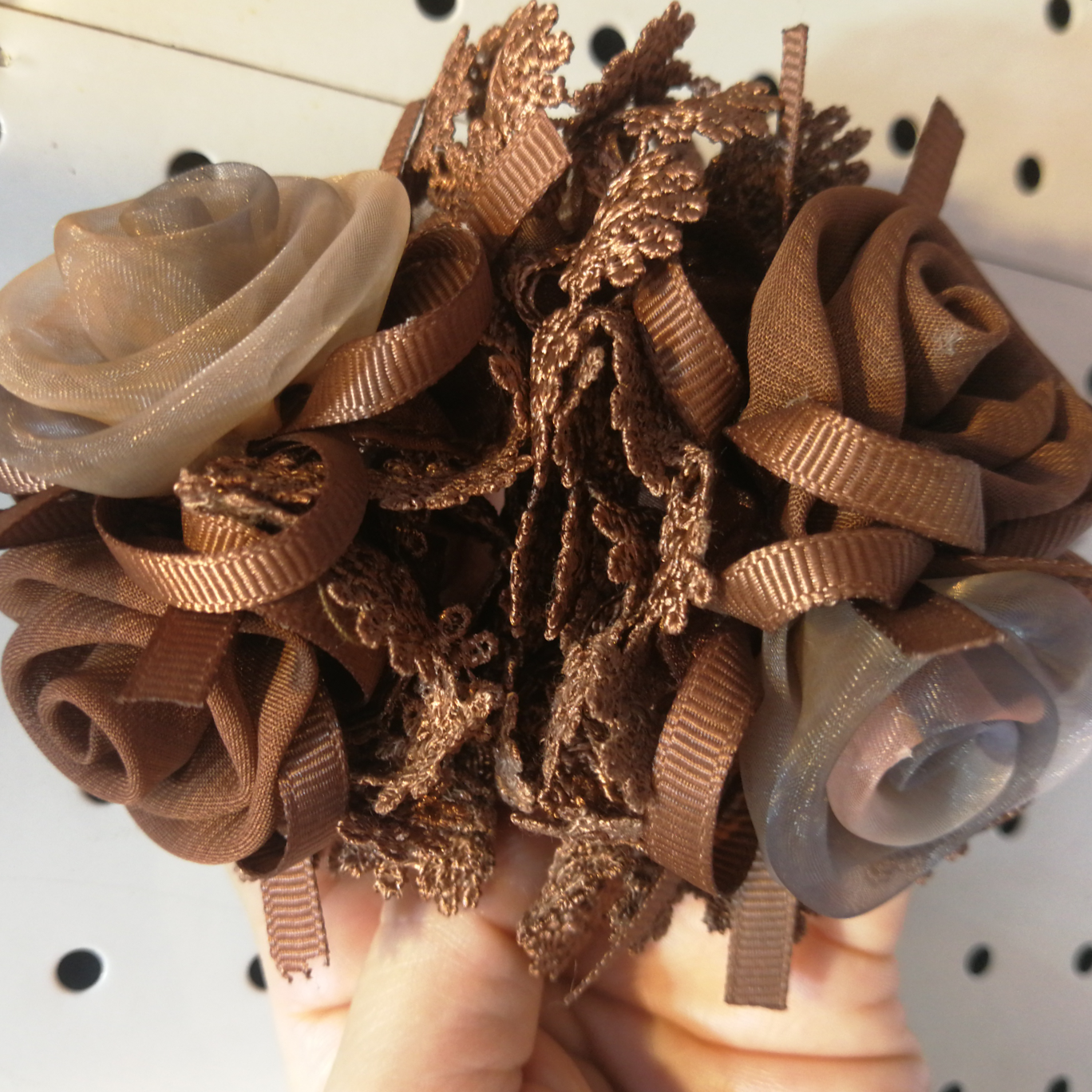 时尚女士头饰发饰套装 头绳皮筋大肠发圈发夹一应俱全 优雅气质发圈发饰品深咖四朵花