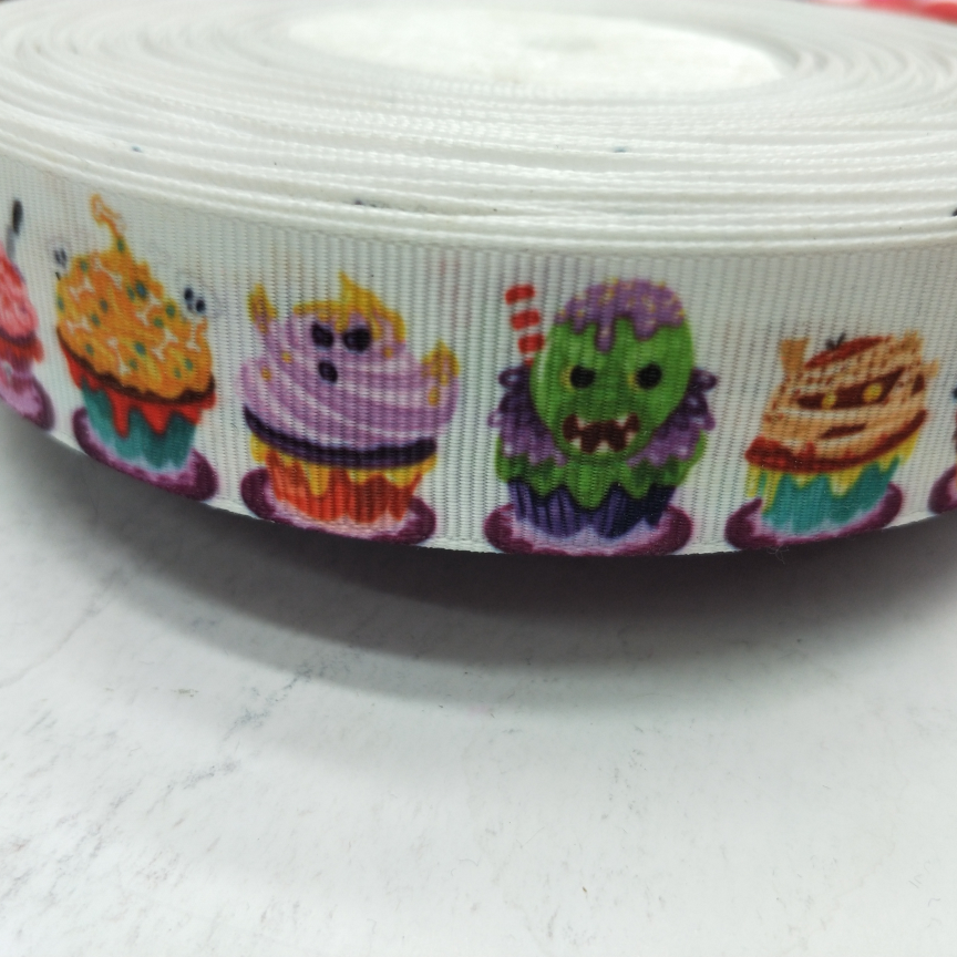 2.5CM螺纹带数码印刷 DIY制作 圣诞系列 杯子怪