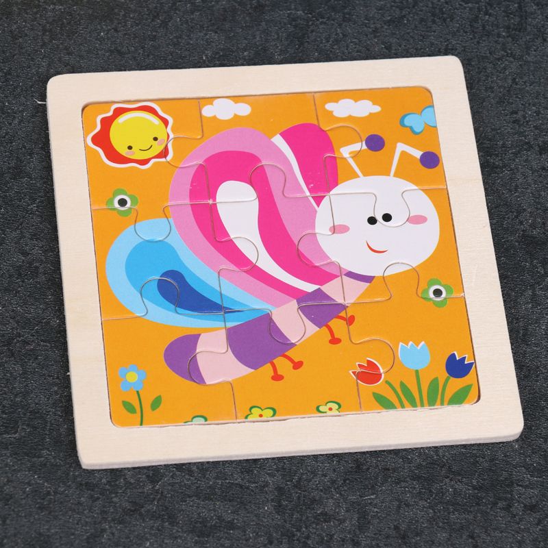 Wooden toy educational puzzle game, small 9-piece puzzle game, logical thinking ability practice, strong fun, rich colors, parent-child game, exercise hand-eye coordination ability