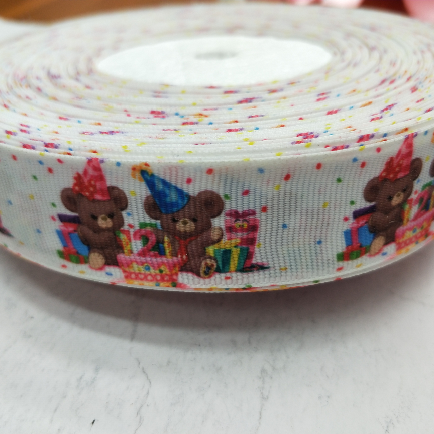 2.5CM thread with digital printing DIY white background dot double panda