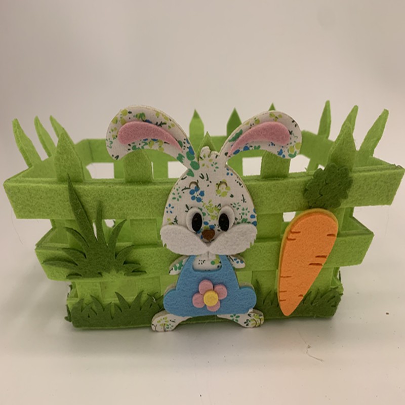 Non-woven fabric felt fabric Easter bunny radish grass diagonal frame detail image 1