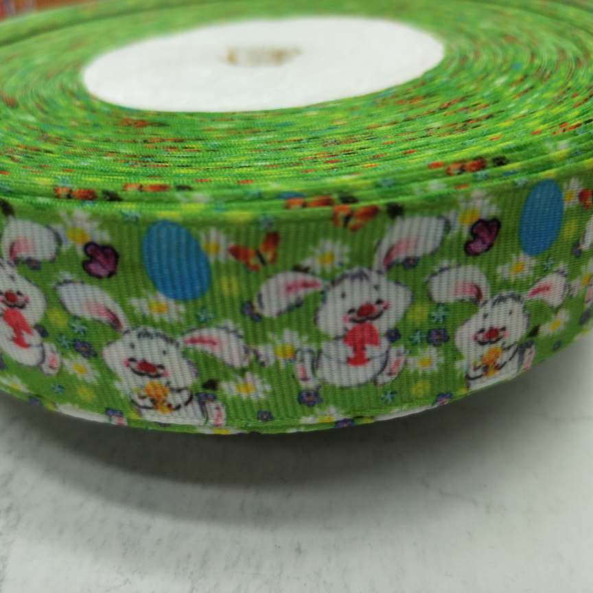 2.5CM thread with digital printing DIY green bottom Mob dance rabbit