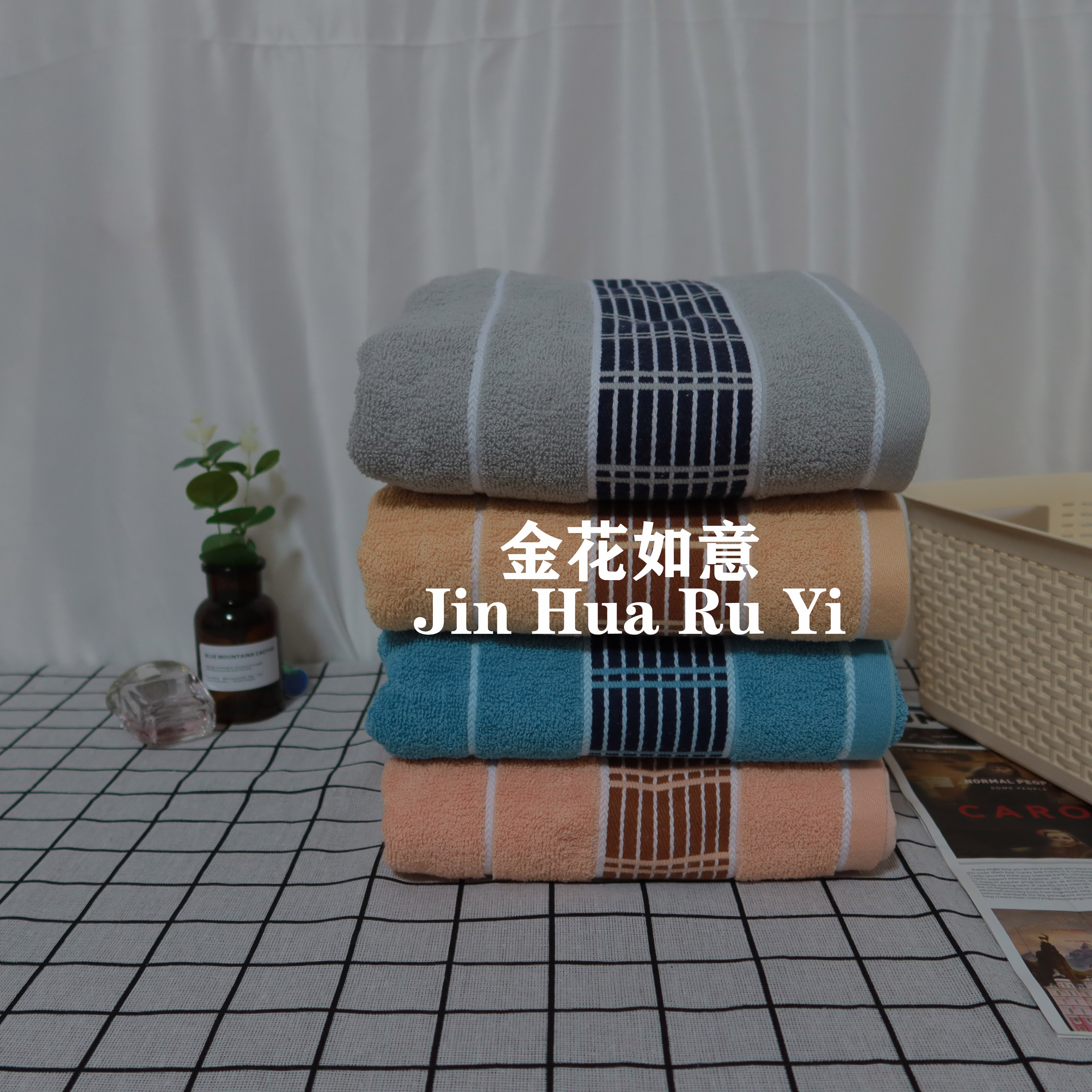 Eight-stripe style household bath towels for face washing and bathing, pure cotton, absorbent and non-fading, soft for both men and women, couple bath towels, bath towels in mixed colors wholesale detail image 2