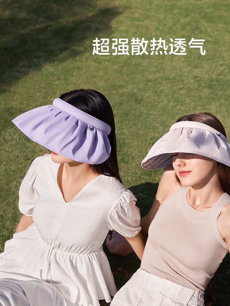 JQ 静俏 蕉下貝殼防曬帽女士防紫外線夏季遮臉沙灘遮陽帽空頂太陽帽子大簷