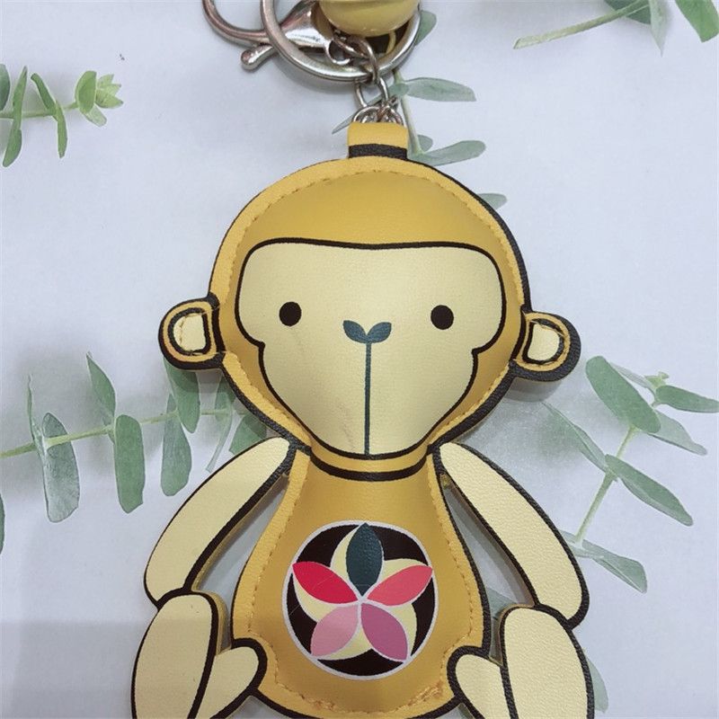 韩版创意可爱pu小猴子双面印花钥匙扣 韩国时尚汽车钥匙链ins风个性包包挂件女详情图1