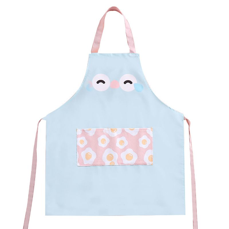 New Home Apron Korean Version Of Fashion Kitchen Waterproof Hand Wipe Sleeveless Apron Cartoon Adult Hanging Neck Waist Wholesale details Picture