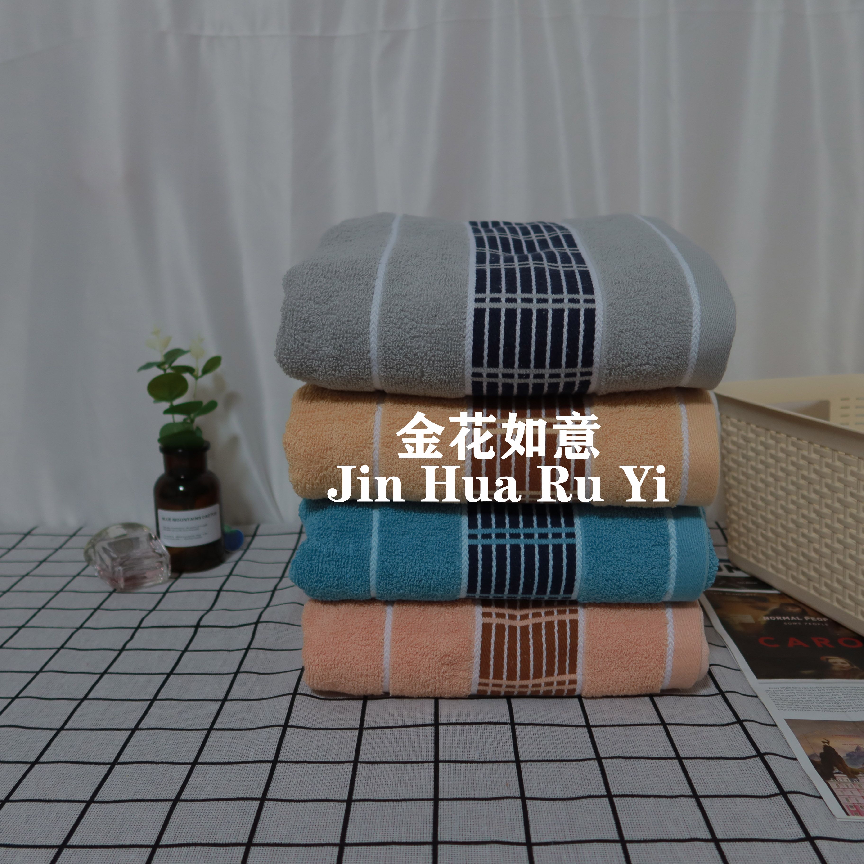 Eight-stripe style household bath towels for face washing and bathing, pure cotton, absorbent and non-fading, soft for both men and women, couple bath towels, bath towels in mixed colors wholesale details Picture