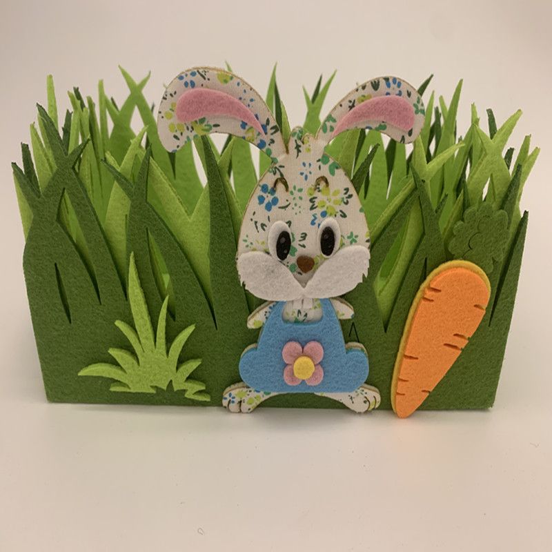 无纺布 毛毡布  复活节 兔子萝卜草丛 装饰框 放鸡蛋