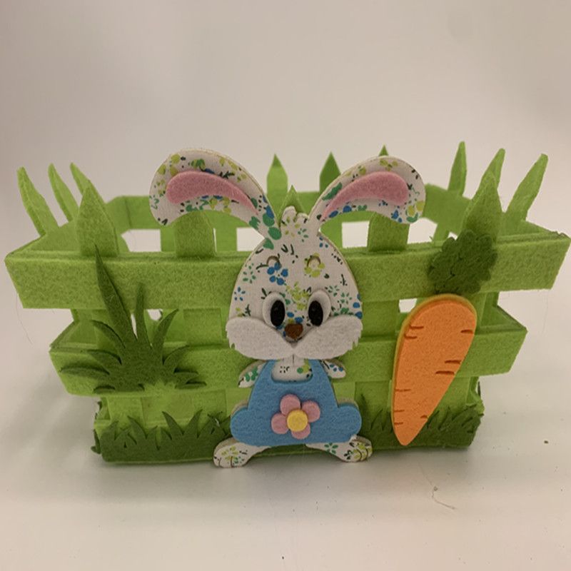 无纺布 毛毡布 复活节 兔子萝卜草 斜方框