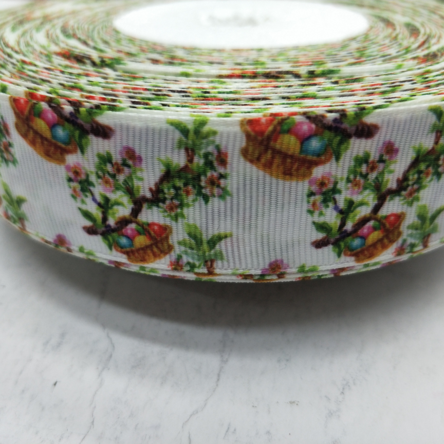 2.5CM threaded tape digital printing DIY white background Christmas gift tree
