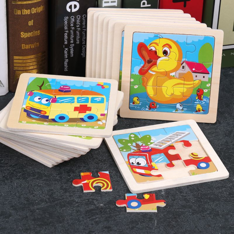Wooden toy educational puzzle game, small 9-piece puzzle game, logical thinking ability practice, strong fun, rich colors, parent-child game, exercise hand-eye coordination ability Application Scenario