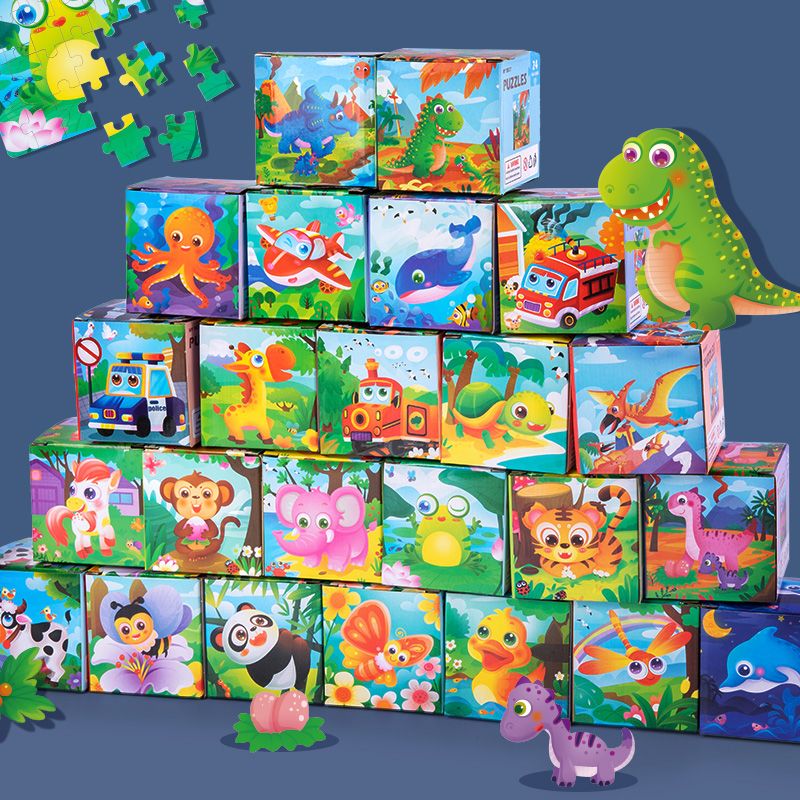 The 24-piece wooden puzzle game in a paper box can cultivate logical thinking ability. It is highly interesting and colorful. It is a parent-child game for early education and enlightenment, and can exercise hand-eye coordination