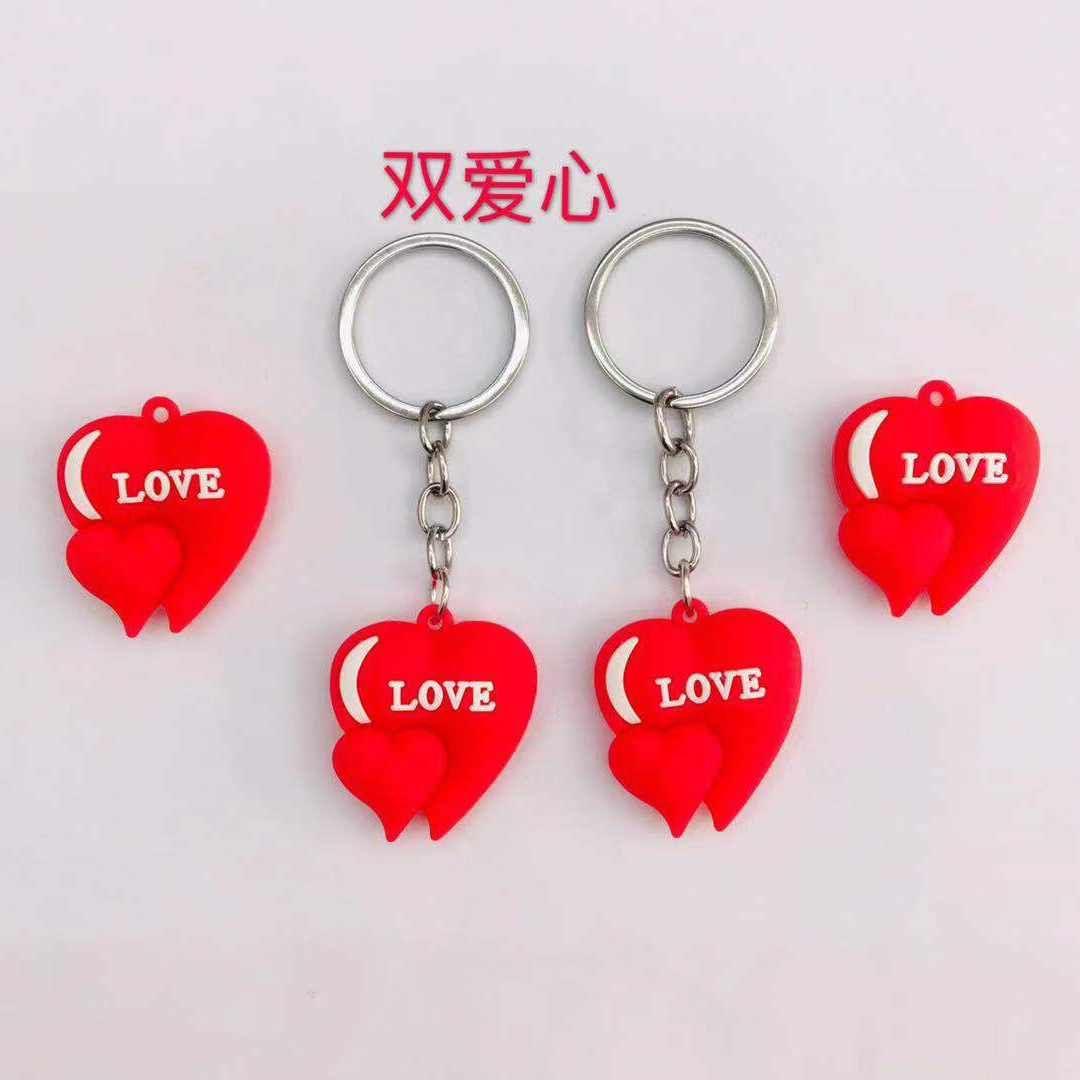 Three-dimensional red crooked heart keychain series