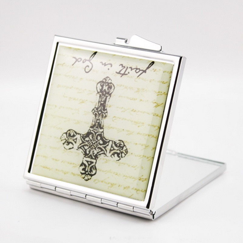 小方滴胶面简易镜随身镜镜子化妆镜铁艺电镀可定制详情3