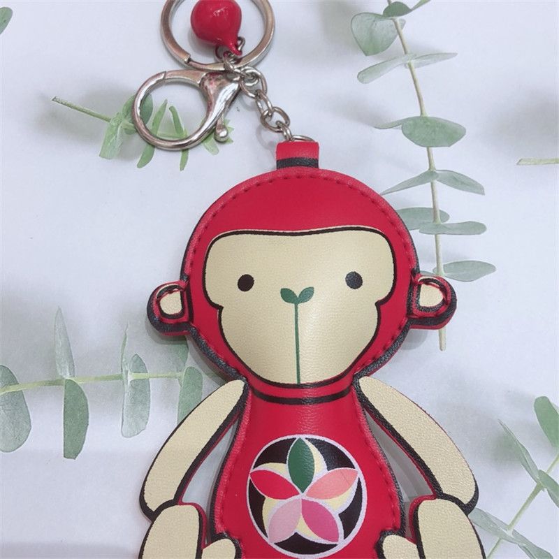 韩版创意可爱pu小猴子双面印花钥匙扣 韩国时尚汽车钥匙链ins风个性包包挂件女详情图4