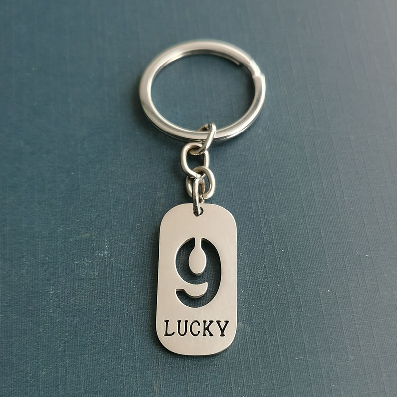 European and American military brand trendy men's hip-hop shock men's necklace, lucky number 9, titanium steel pendant, matching clothes detail image 8