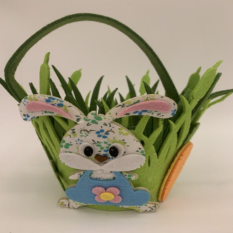 无纺布 毛毡布 复活节 兔子 萝卜 草丛 手提篮