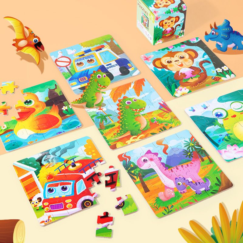 The 24-piece wooden puzzle game in a paper box can cultivate logical thinking ability. It is highly interesting and colorful. It is a parent-child game for early education and enlightenment, and can exercise hand-eye coordination details Picture