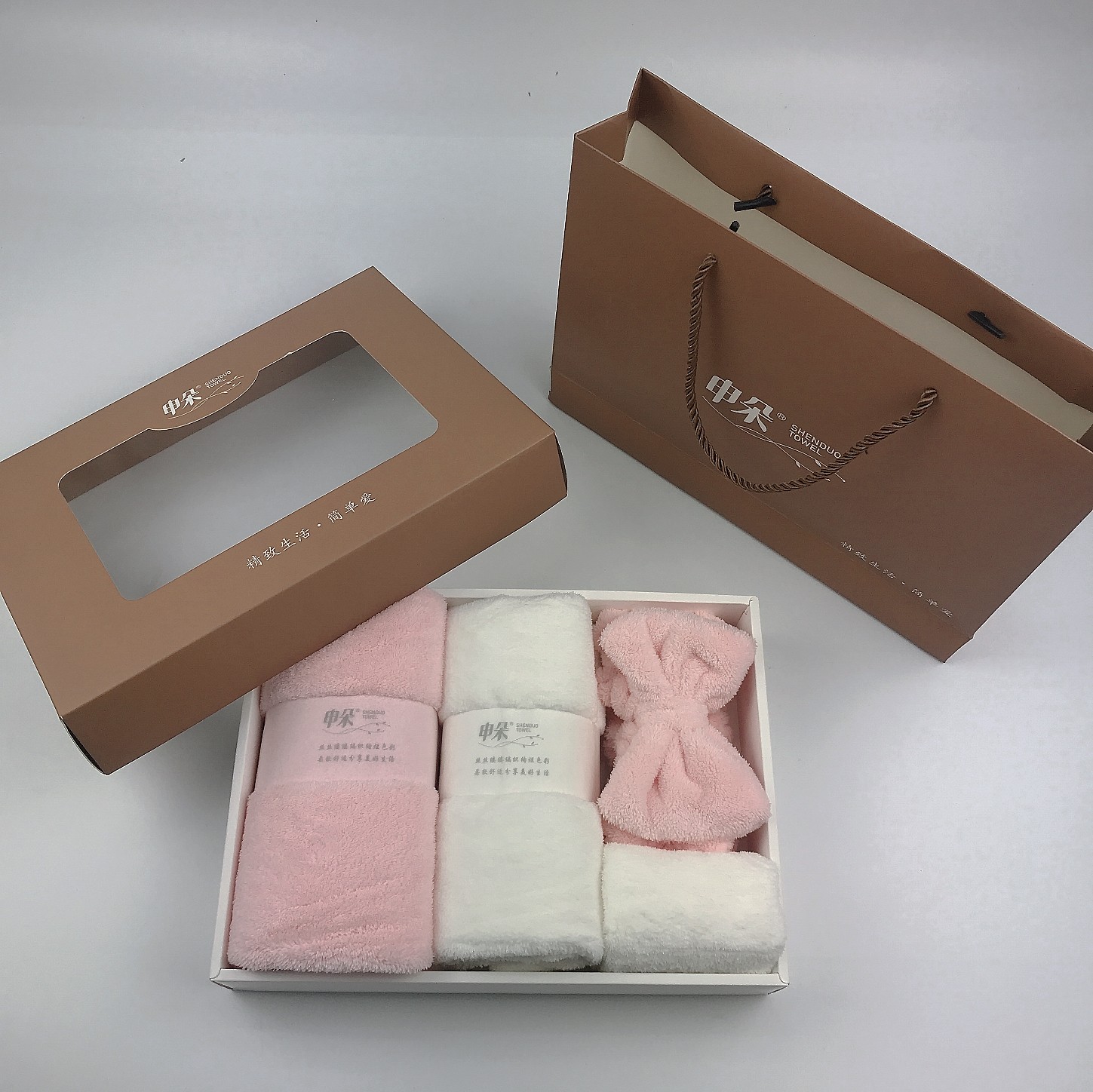 Shenduo Nano Super Soft Towel, Hair Band and Square Towel Four-Piece Set Gift Box detail image 2