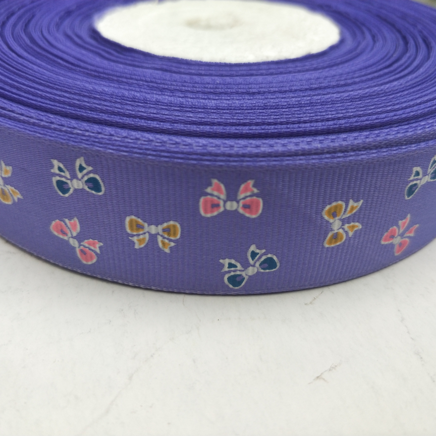 2.5CM thread with silk screen DIY purple background yellow bow orchid bow pink bow