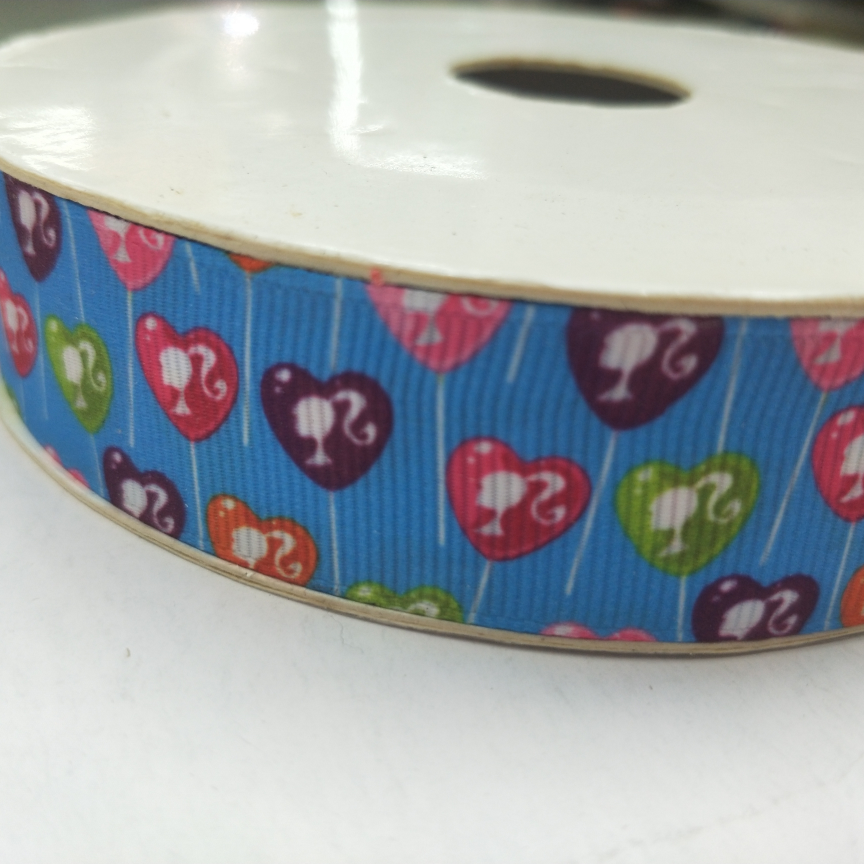 2.5CM螺纹带数码印刷 DIY制作蓝底爱心女孩头