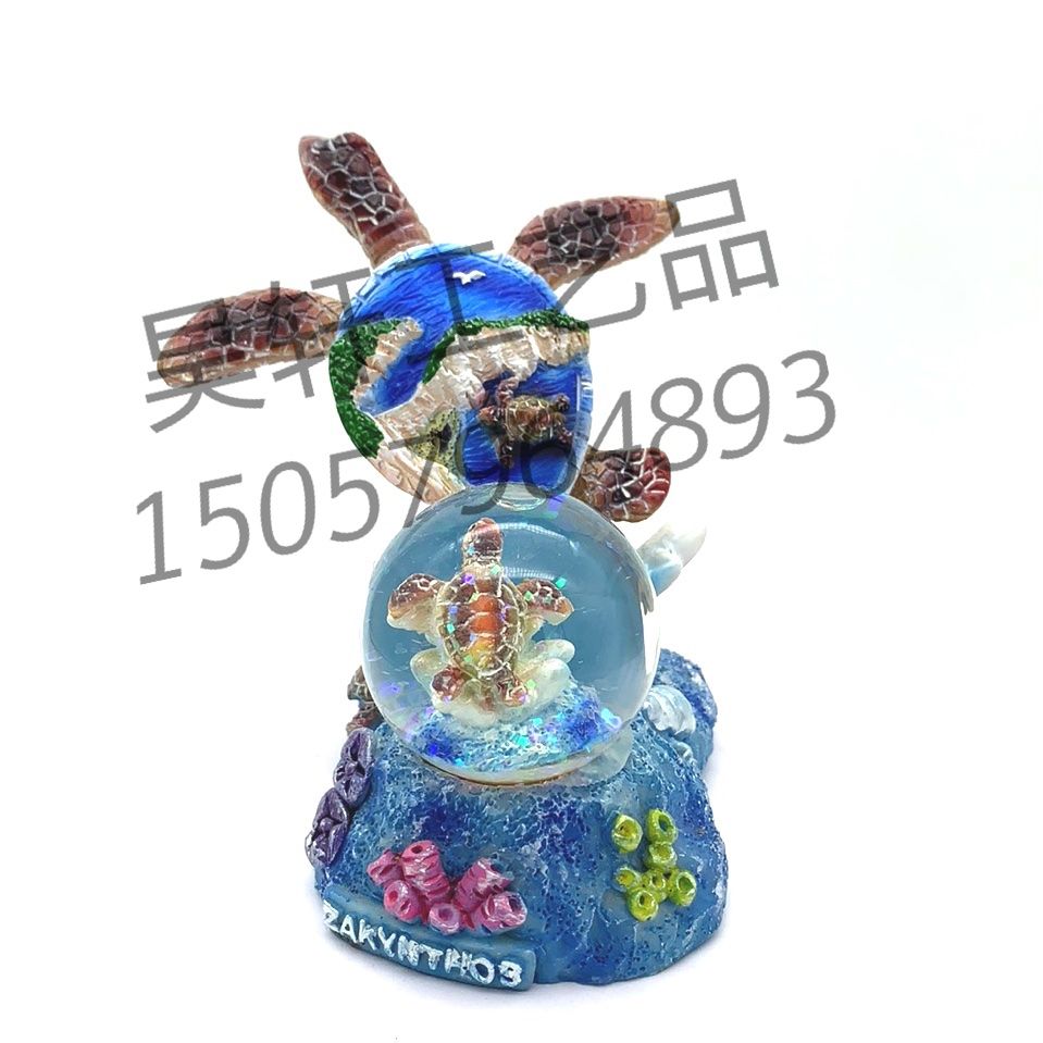 昊轩工艺品厂家直销爆款海洋系列树脂乌龟水晶球旅游纪念品
