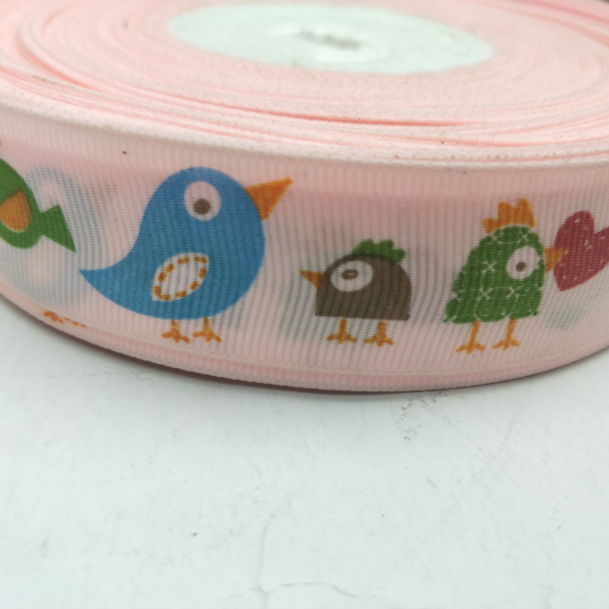 2.5CM thread with silk screen printing DIY foundation blue chicken green chicken brown chicken