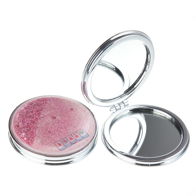 圆形流沙麻将迷你化妆镜塑料流沙公主镜可随身携带详情图4