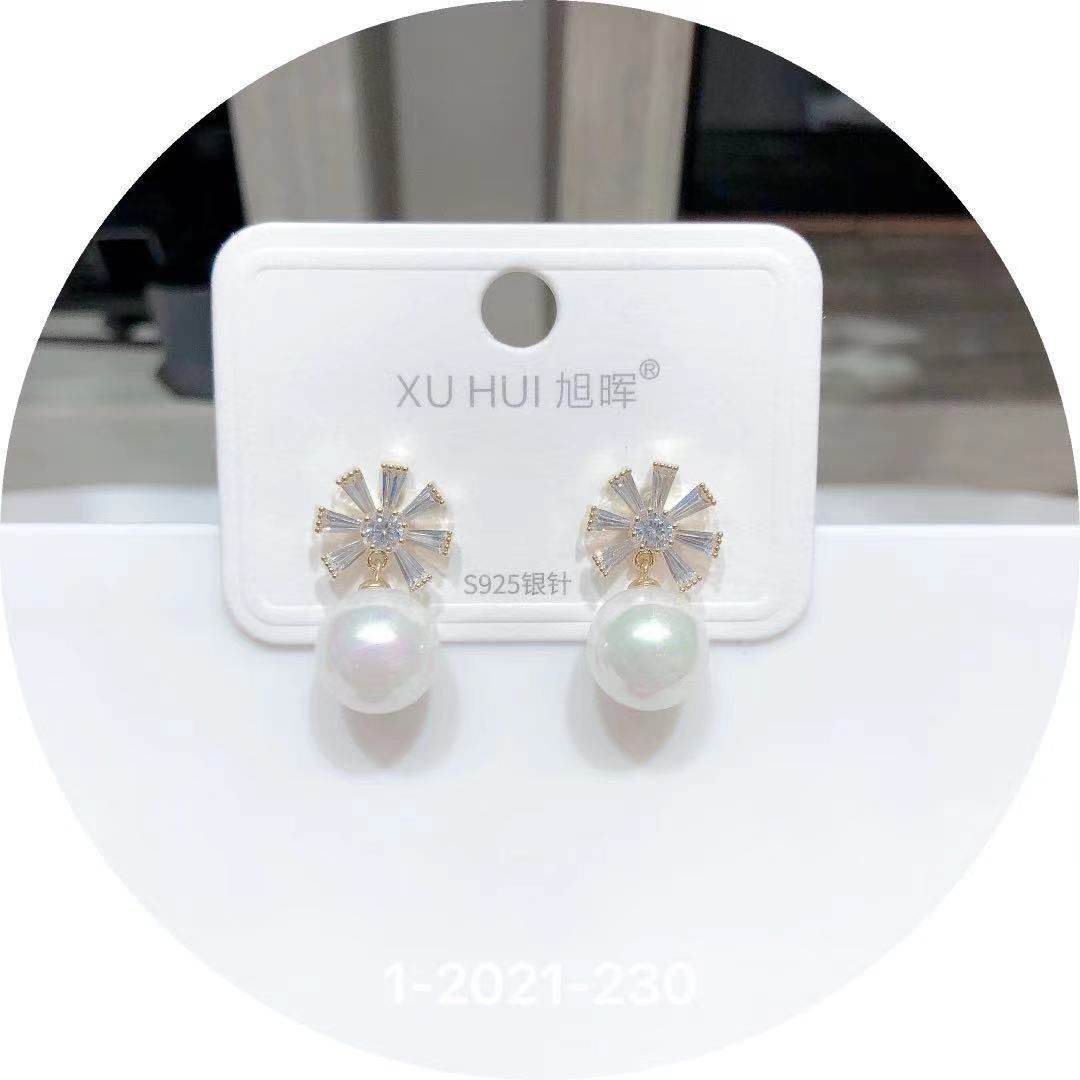 S925 Sterling silver needle Pearl earrings 10