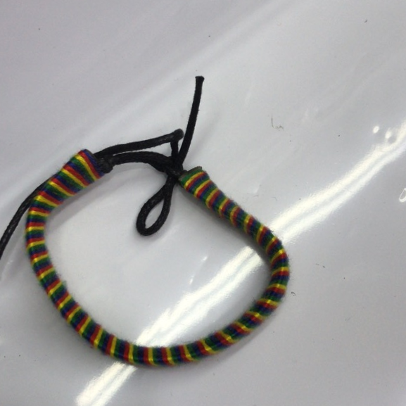 Handwoven colored yarn leather men's cool wrist accessory Strap bracelet 07
