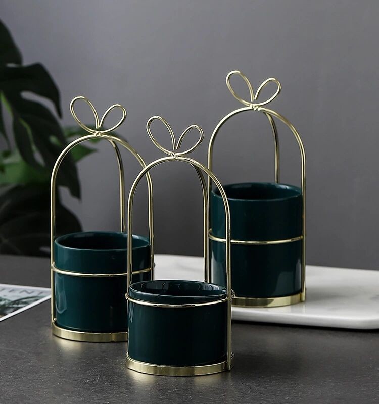 ins风格铁艺花盆多肉植物花盆日用百货餐具容器 储物罐  家居摆件详情图7