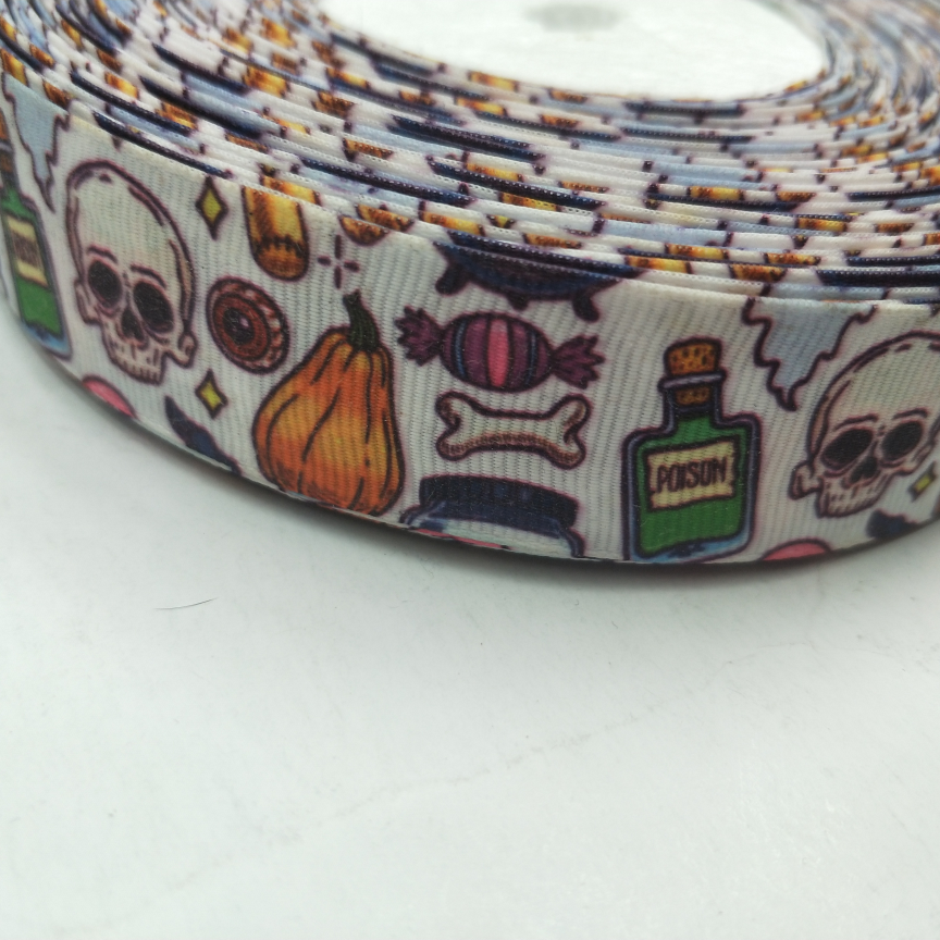 2.5CM thread with digital printing DIY Halloween series white background life accessories