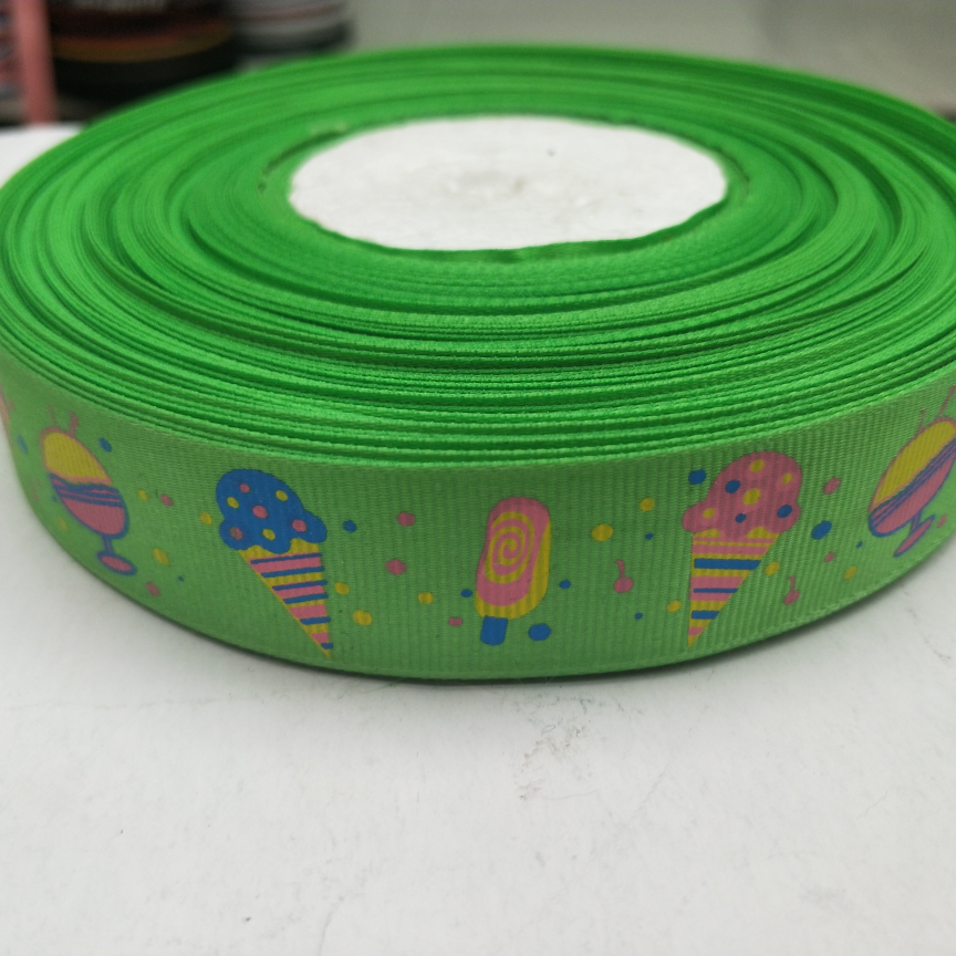 2.5CM螺纹带丝印 DIY制作 绿底冰淇淋棒冰 冰淇淋 雪糕