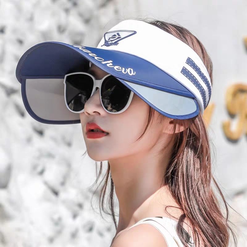 夏季遮阳帽子防晒女遮脸太阳帽子女韩版学生防晒男空顶帽防紫外线