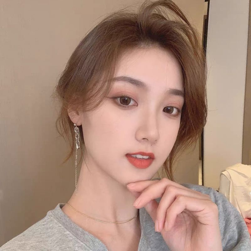 A And Sa And Beautiful ~ Fashion Ins Personality Asymmetrical Ab Chain Niche S925 Metal Earrings details Picture
