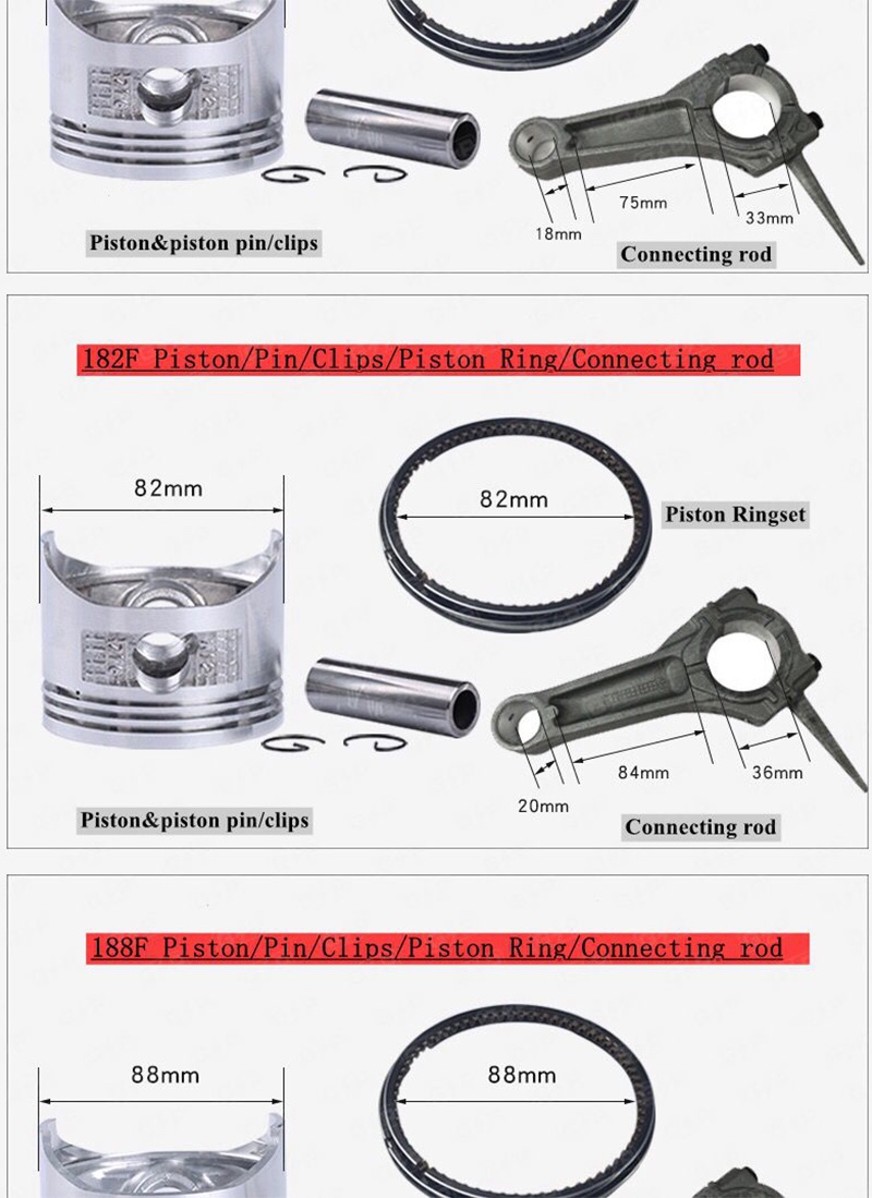 汽油发电机配件168F 170F 188 190F活塞 活塞环 汽油机GX160 活塞详情图5