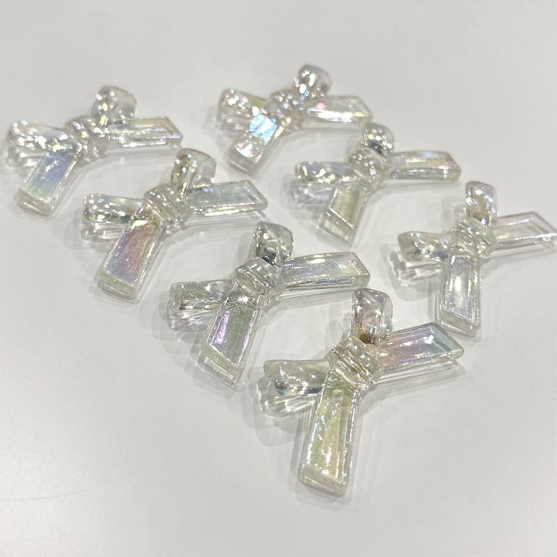New imitation pearl bow tie, bow, AB colorful fork, cross knot clothing, mobile phone case decoration accessories, DIY handcrafted bracelets, necklaces, essential accessories Specification image