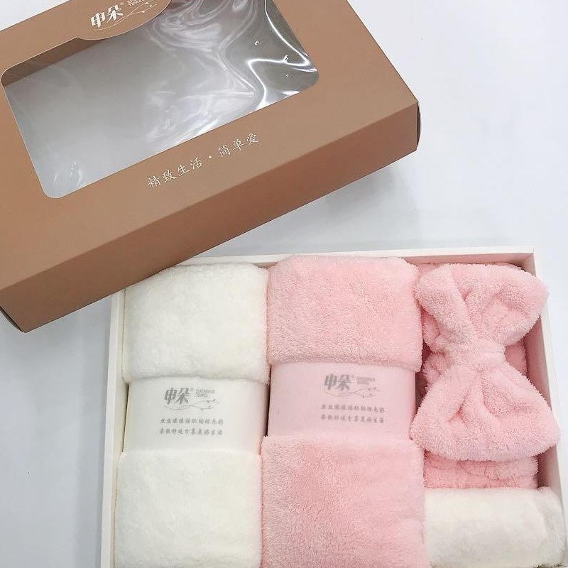 Shenduo Nano Super Soft Towel, Hair Band and Square Towel Four-Piece Set Gift Box detail image 1
