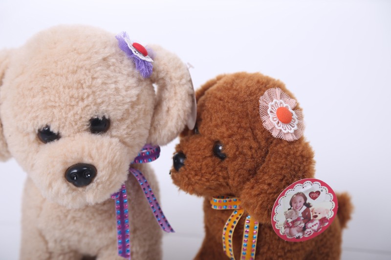 New cute brown squatting plush puppy, 25 cm custom-made detail image 1