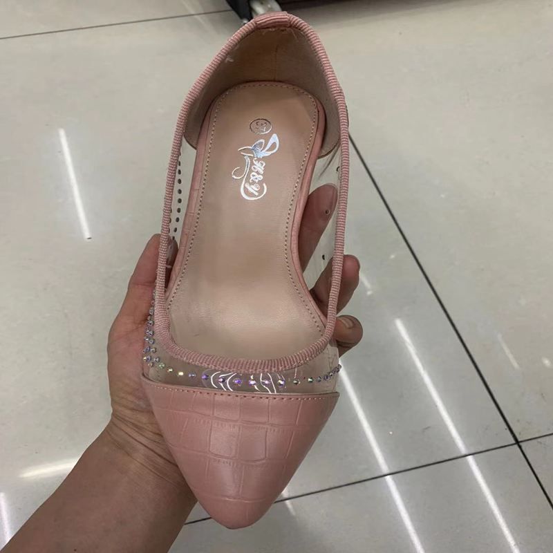 Pu Ladies Shallow Mouth Single Shoes High Heel Slope Flat Heel Thick As Shown In The Single Shoe Slippers Durable Deodorant Multi-Color Quality Good Women's Shoes Quality Lady Shoes 44225-118# Specification drawing