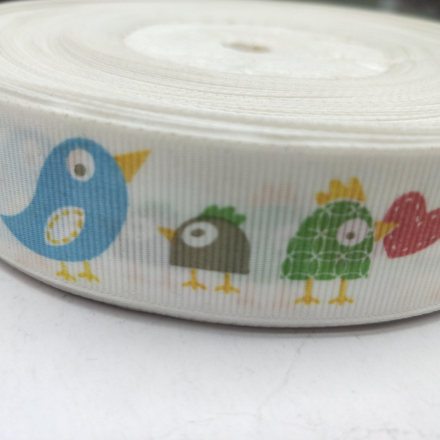 2.5CM thread with silk screen DIY production of white background blue chicken green chicken brown chicken