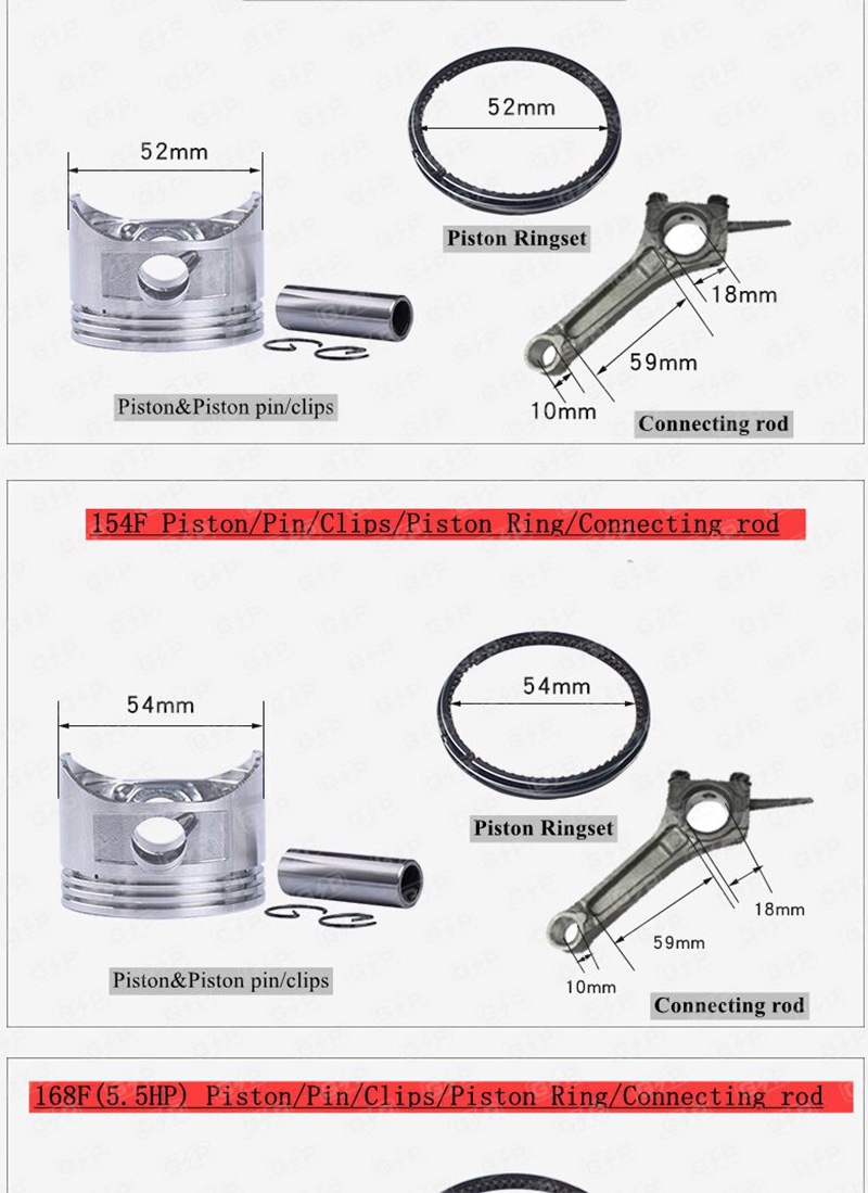 汽油发电机配件168F 170F 188 190F活塞 活塞环 汽油机GX160 活塞详情图2