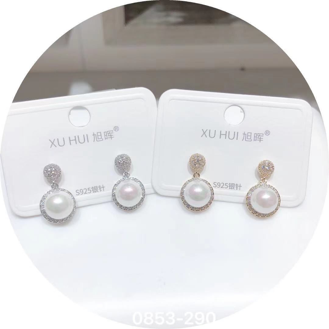 S925 Sterling Silver needle Pearl Earrings 2