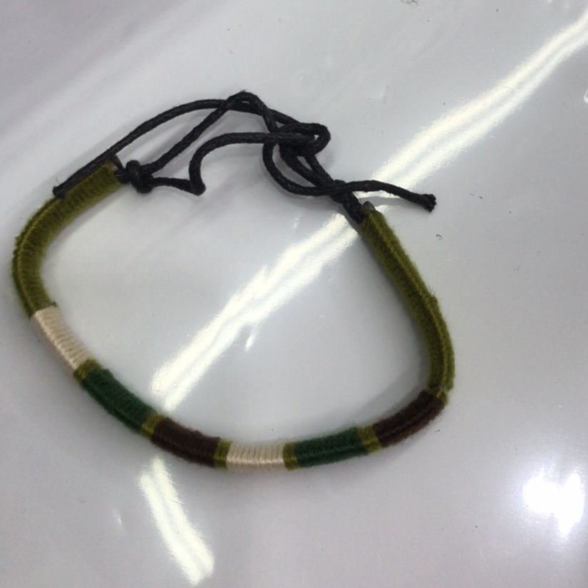 Handwoven colored yarn leather men's cool wrist strap bracelet 08