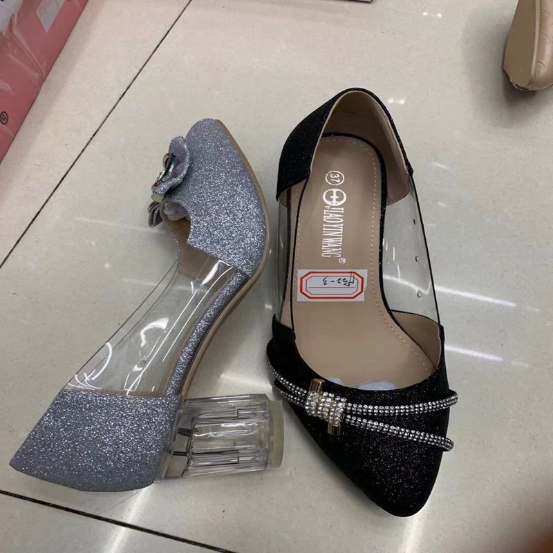 Pu Ladies Shallow Mouth Single Shoes High Heel Slope Flat Heel Thick As Shown In The Single Shoe Slippers Durable Deodorant Multi-Color Quality Good Women's Shoes Quality Lady Shoes 44225-118# details Picture