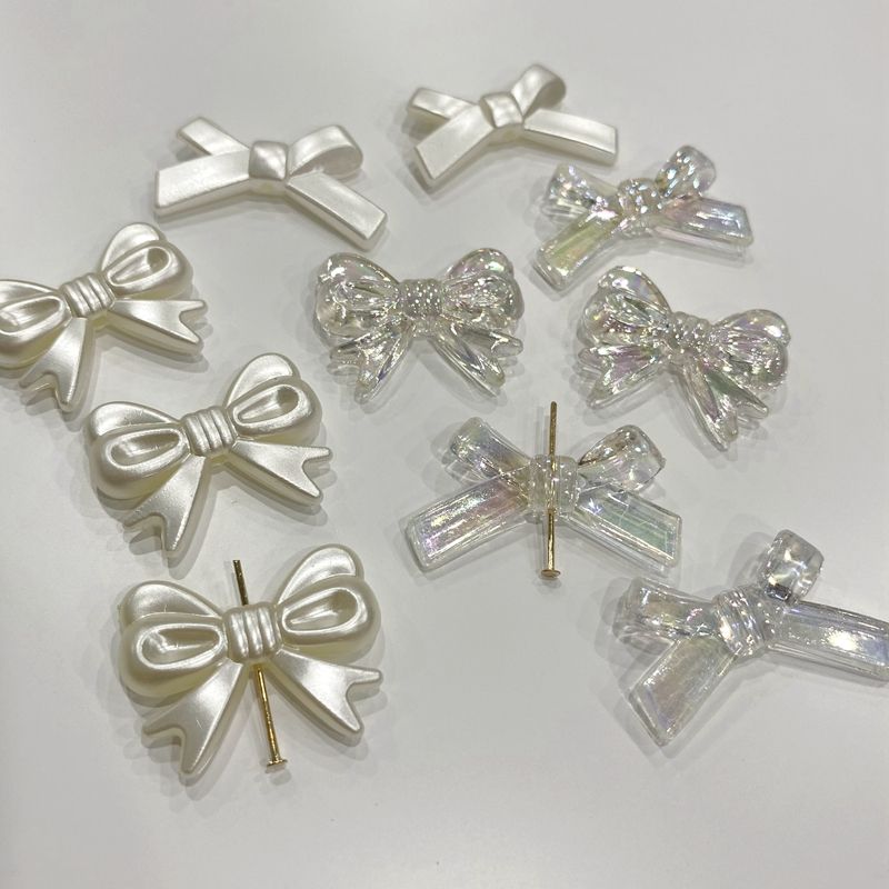 New imitation pearl bow tie, bow, AB colorful fork, cross knot clothing, mobile phone case decoration accessories, DIY handcrafted bracelets, necklaces, essential accessories details Picture