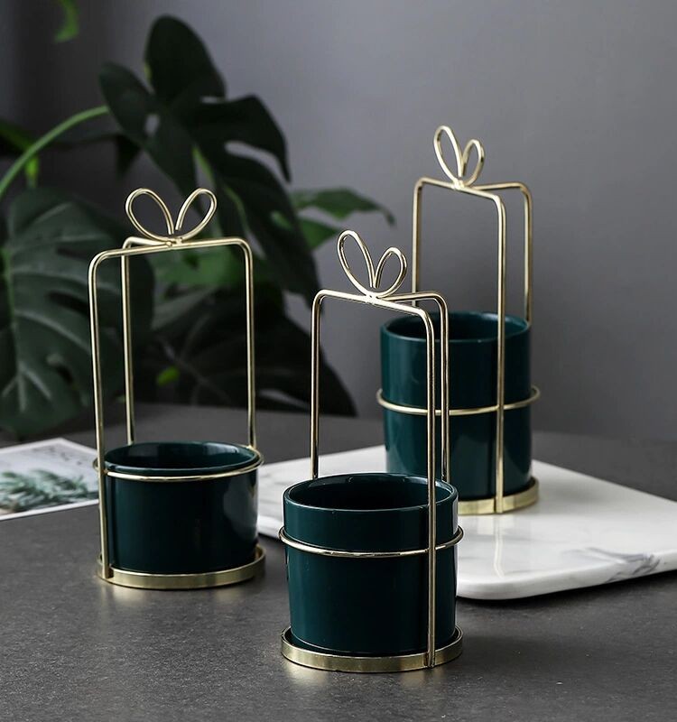 ins风格铁艺花盆多肉植物花盆日用百货餐具容器 储物罐  家居摆件详情图3