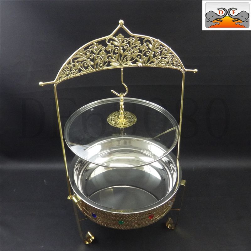 DF68080 Gold Stove 3.5L stainless steel buffet Buffet Buffi Stove Hotel Restaurant Alcohol heating hanging lid breakfast buffet thermal insulation stove DF Trading House