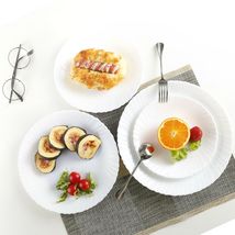 Opal Glassware白玉瓷盘子 家用餐具套装 耐热餐盘菜盘深盘6只装