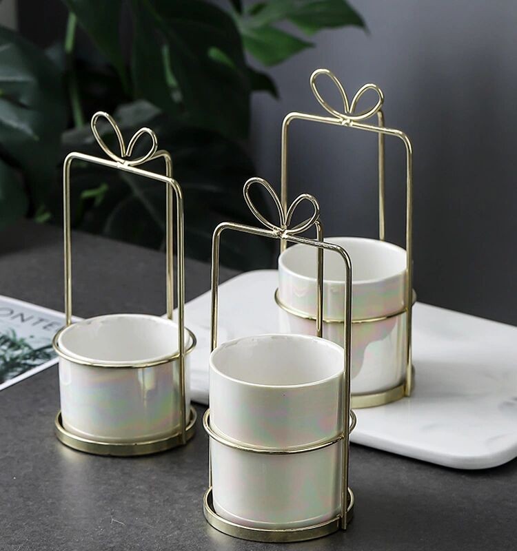 ins风格铁艺花盆多肉植物花盆日用百货餐具容器 储物罐  家居摆件详情图1